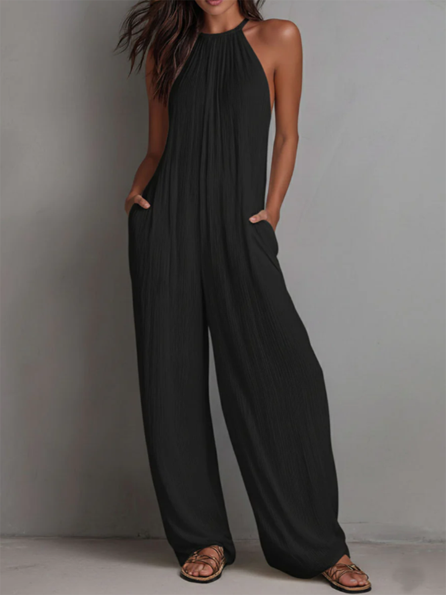 Rosira - Strukturierter Leinen-Jumpsuit