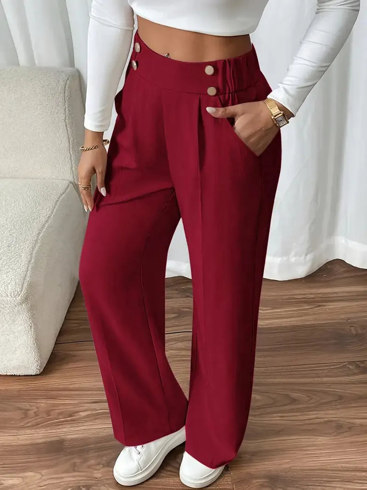 Ashlena - Hochtaillierte, weit geschnittene Soft-Touch-Hose