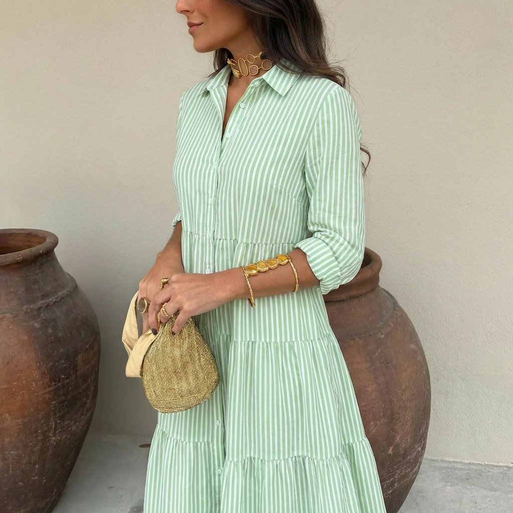 Ilyara - Leichtes, gestreiftes Kleid mit Knopfleiste vorn
