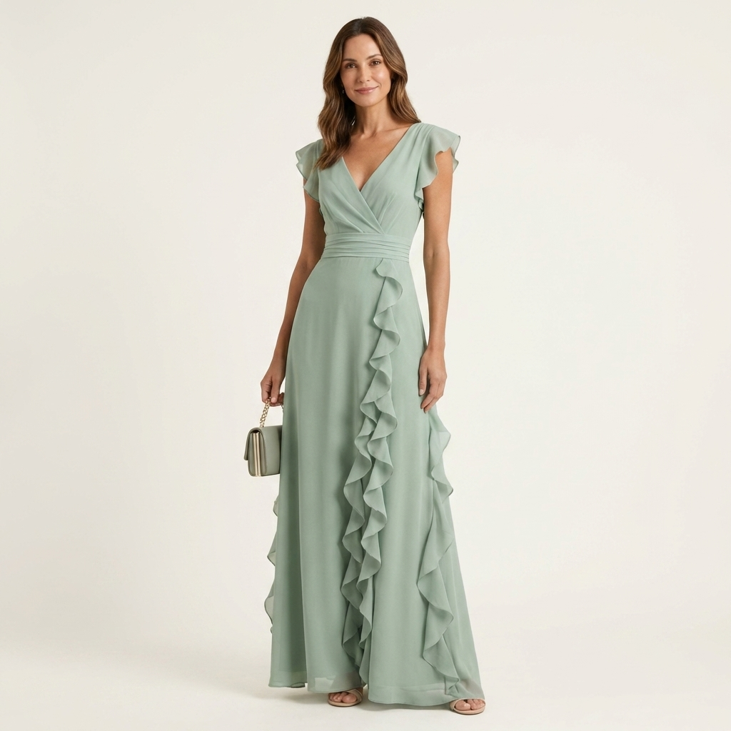 Delyth - Elegantes Rüschen-Maxikleid