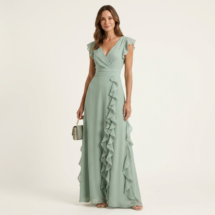 Delyth - Elegantes Rüschen-Maxikleid
