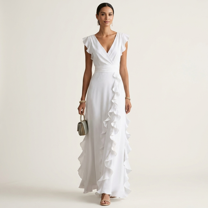 Delyth - Elegantes Rüschen-Maxikleid