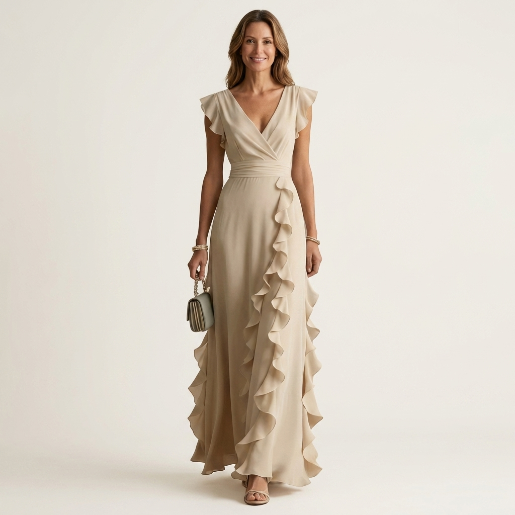 Delyth - Elegantes Rüschen-Maxikleid