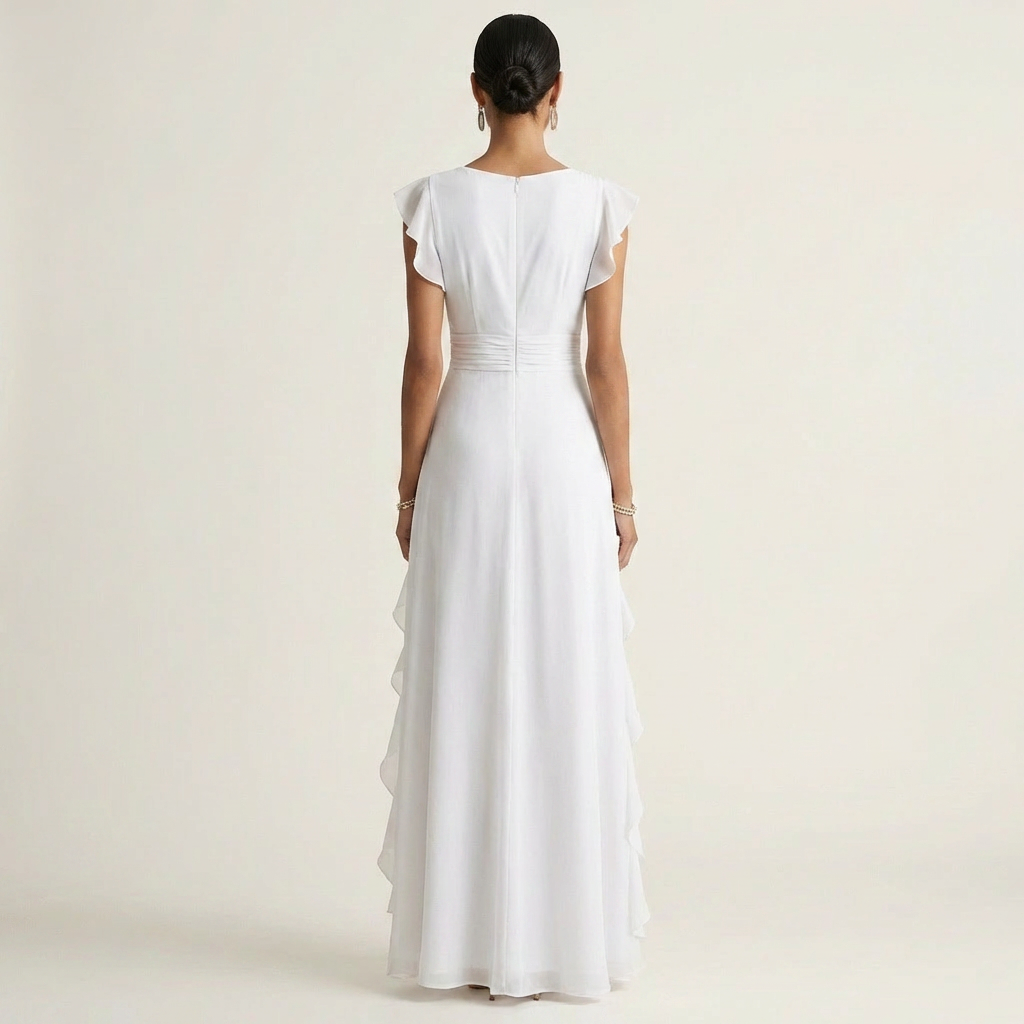 Delyth - Elegantes Rüschen-Maxikleid