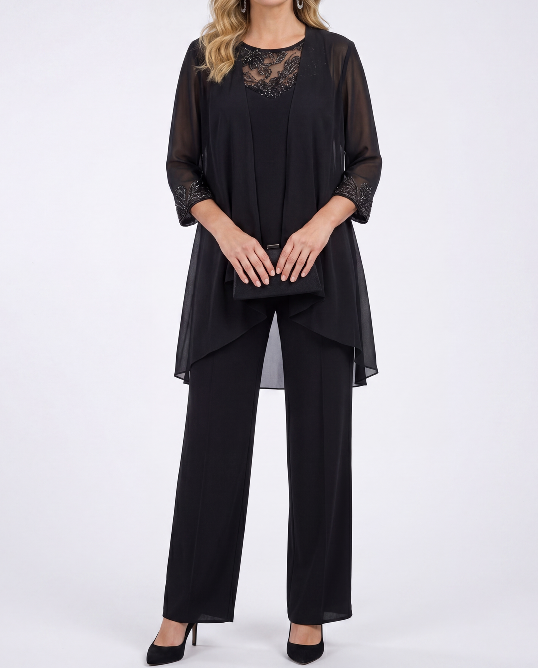 Aeliana - Elegantes, dreiteiliges Set mit Jacke und weiter Hose