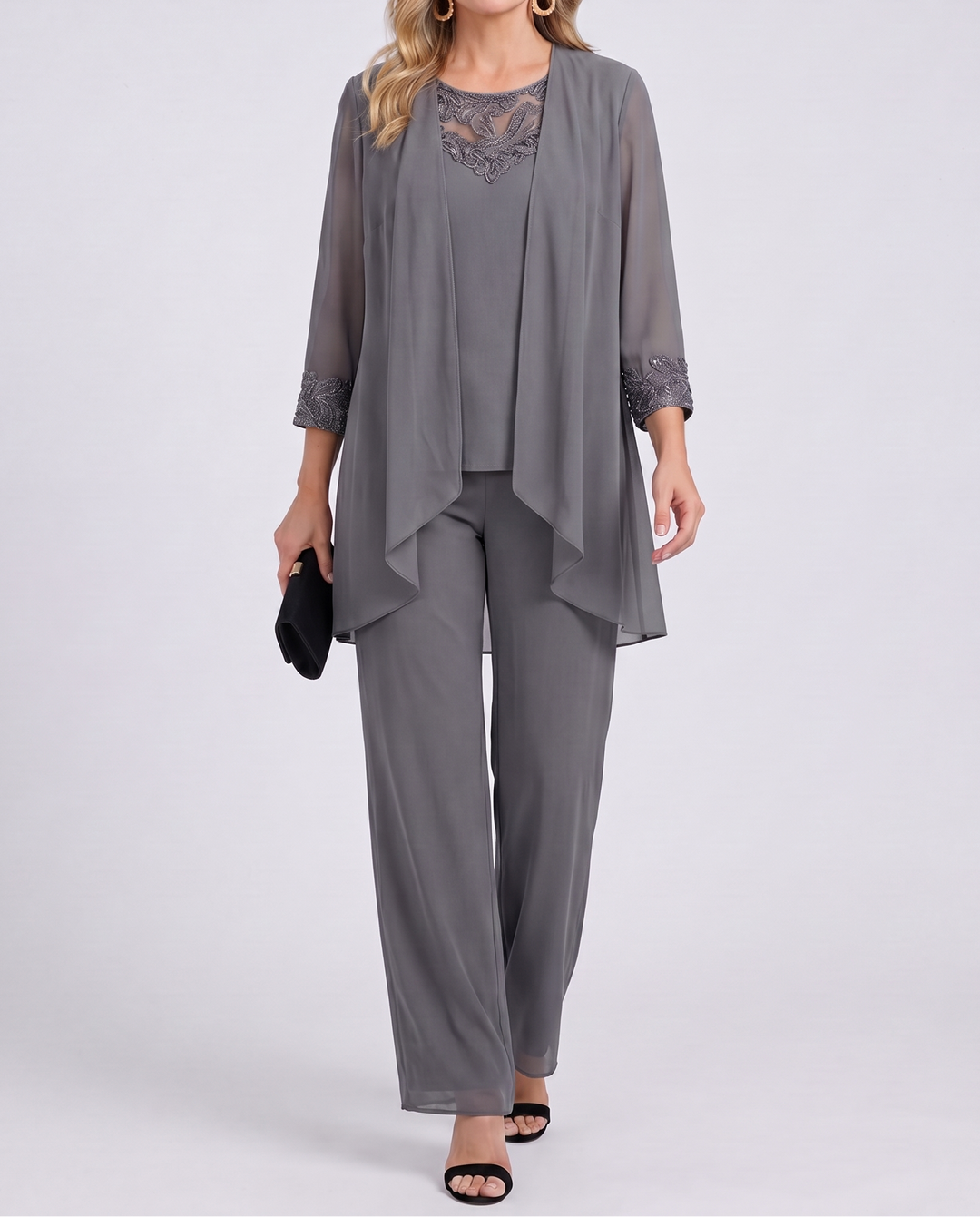 Aeliana - Elegantes, dreiteiliges Set mit Jacke und weiter Hose