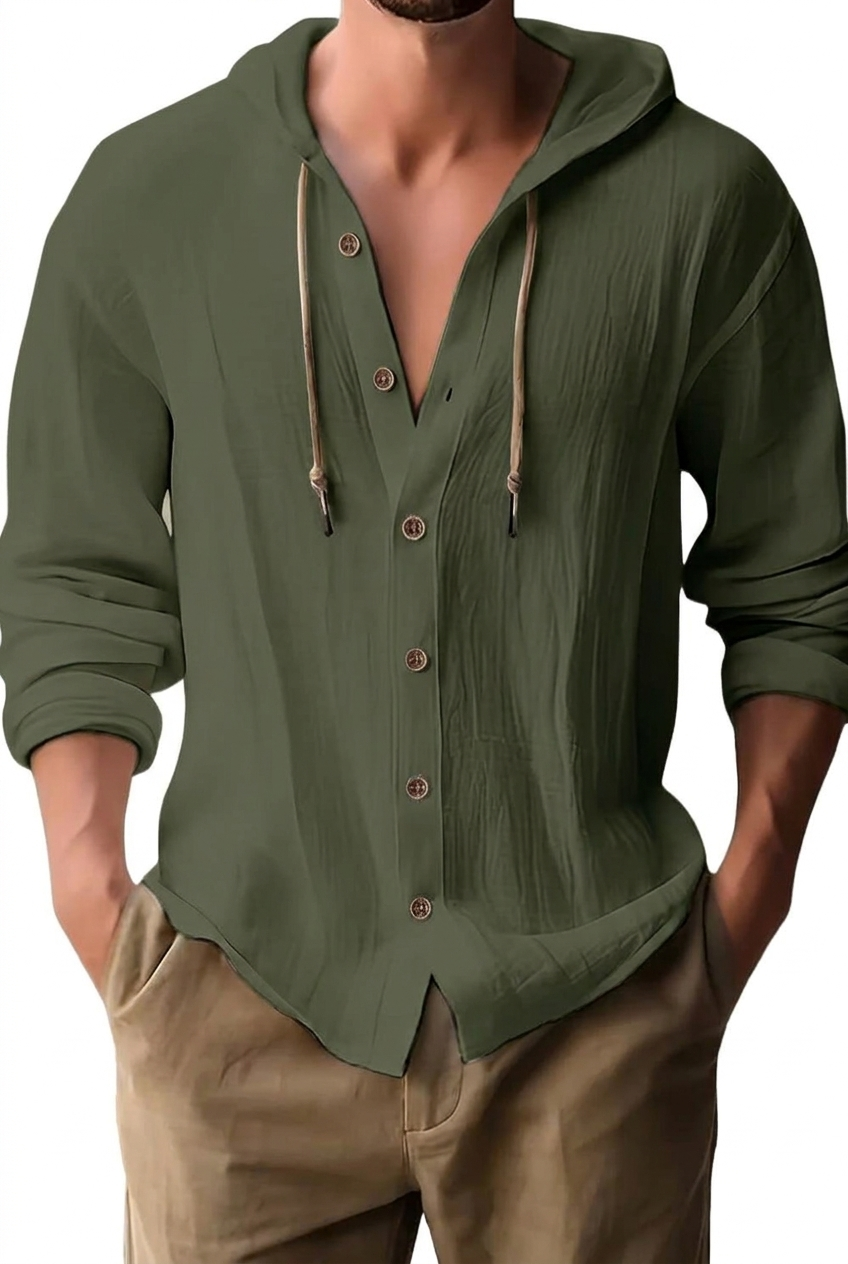 Fraser - Soft-Touch Henley-T-Shirt mit Kapuze