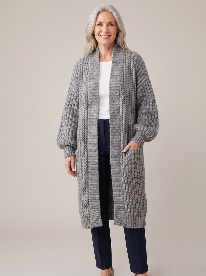 Rosalienne - Lang geschnittener Soft-Touch-Cardigan