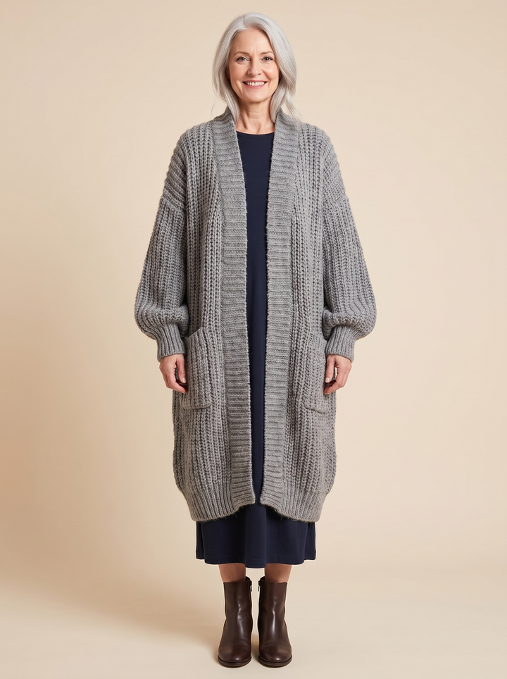 Rosalienne - Lang geschnittener Soft-Touch-Cardigan
