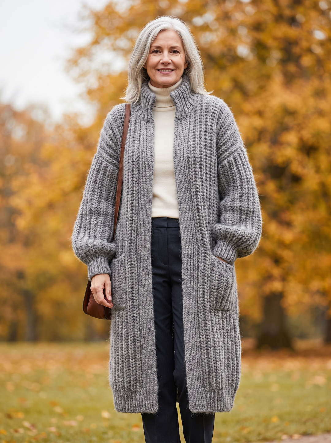 Rosalienne - Lang geschnittener Soft-Touch-Cardigan