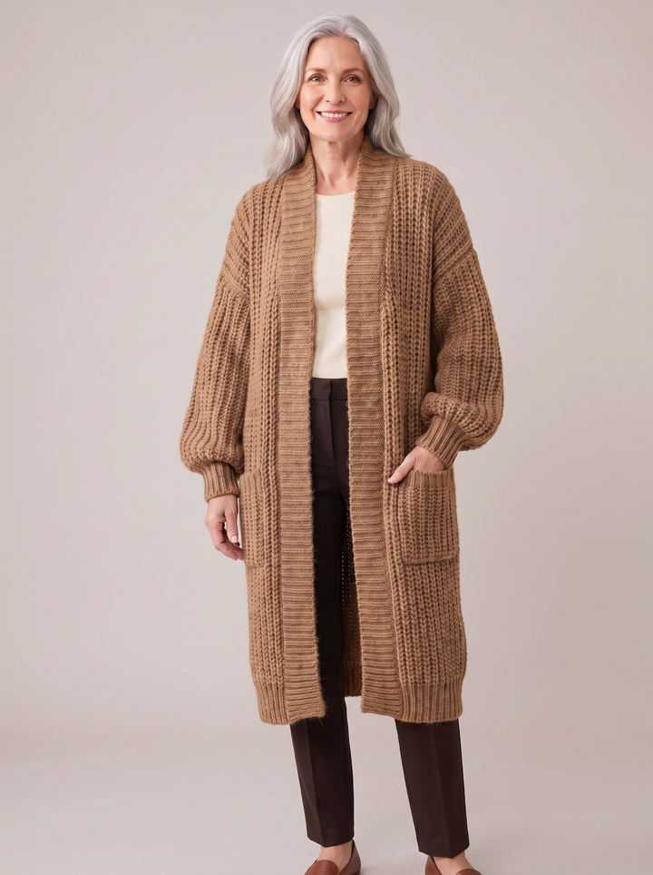Rosalienne - Lang geschnittener Soft-Touch-Cardigan