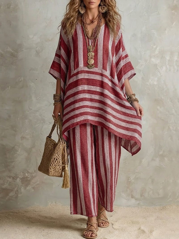 Elliotte - Gestreiftes Set aus Tunika und weiter Hose