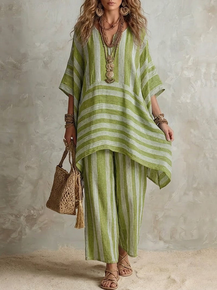 Elliotte - Gestreiftes Set aus Tunika und weiter Hose