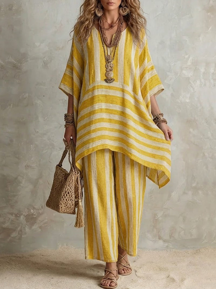 Elliotte - Gestreiftes Set aus Tunika und weiter Hose