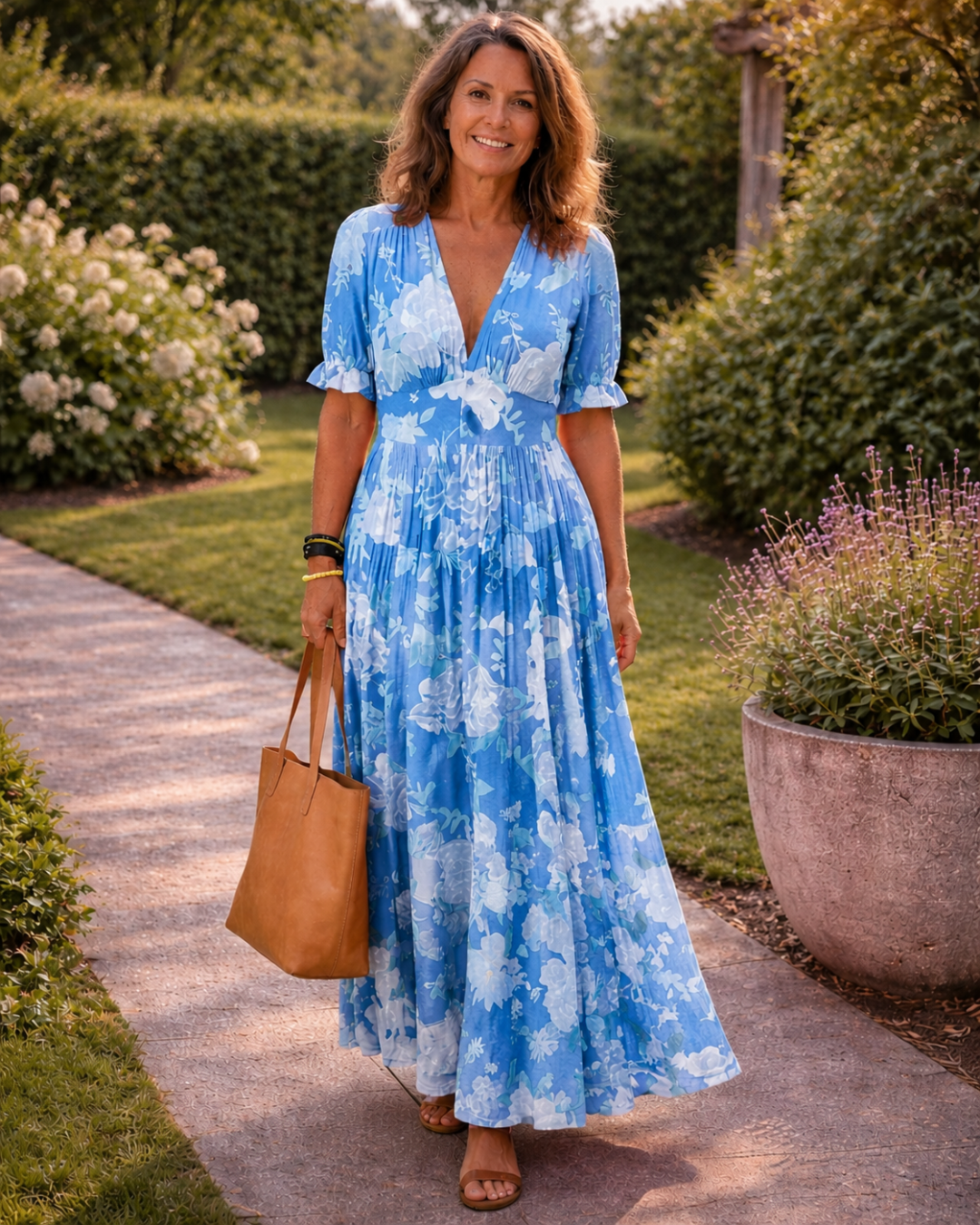 Adelisse - Florales plissiertes Maxikleid