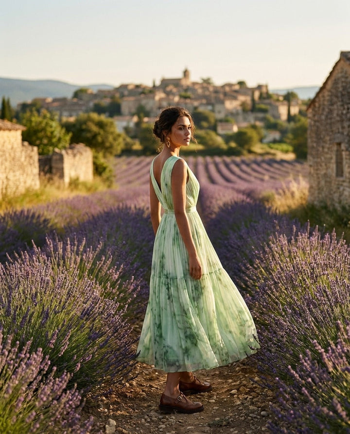 Nadia - Florales plissiertes Midikleid