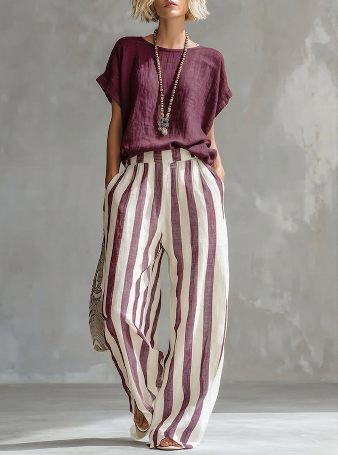 Eulalie - Strukturiertes Shirt- und Shorts-Set