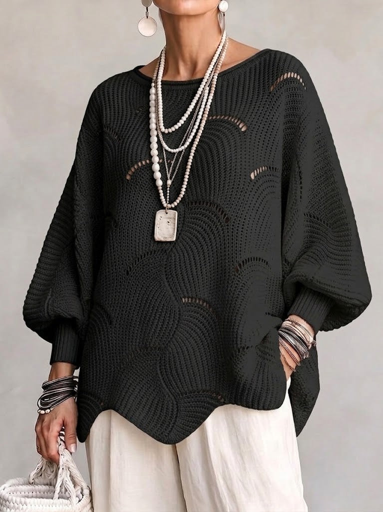 Coravina - Strukturierter Lochstrickpullover