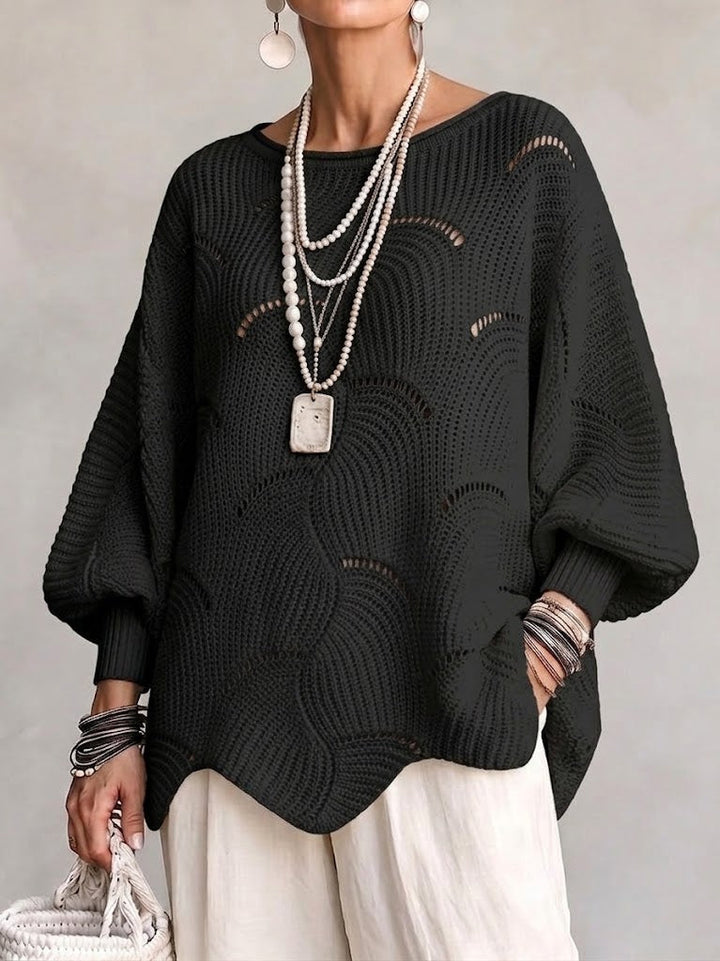 Coravina - Strukturierter Lochstrickpullover
