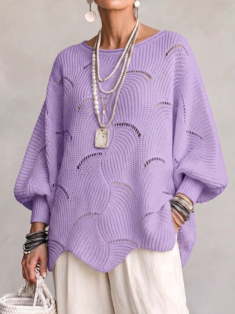 Coravina - Strukturierter Lochstrickpullover