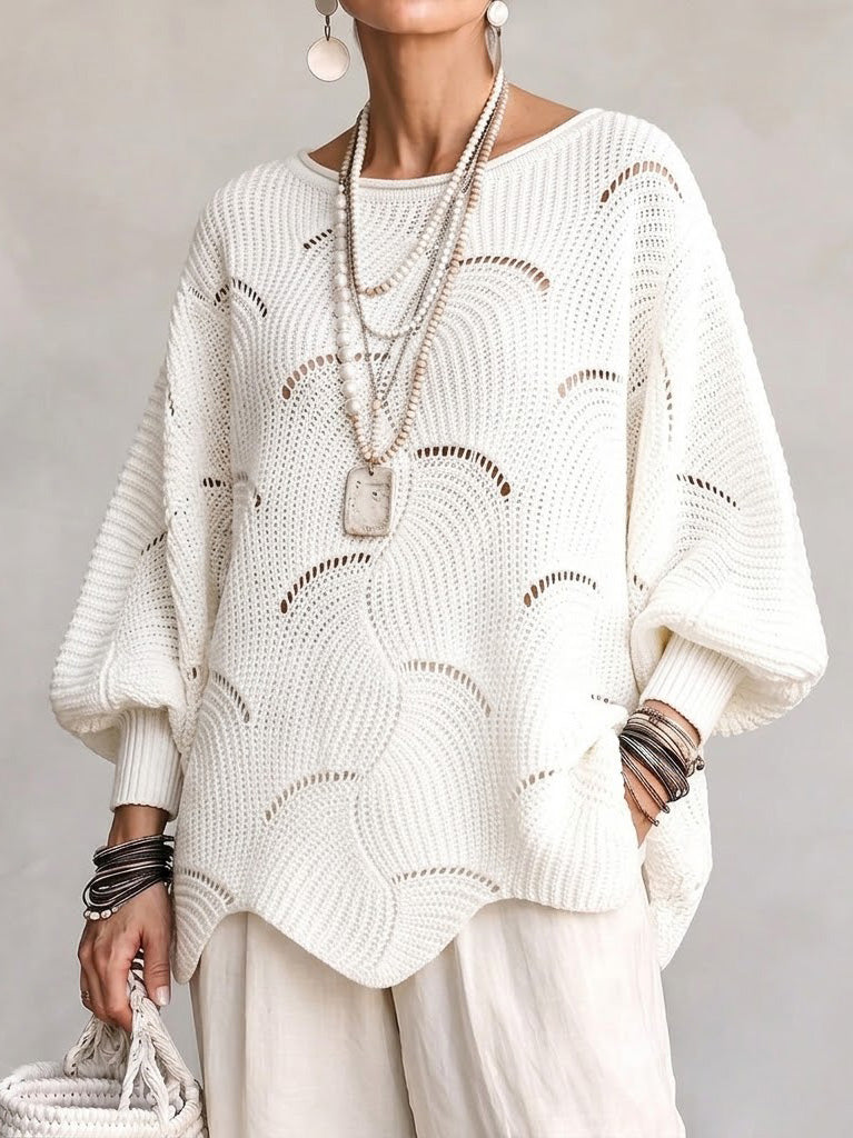 Coravina - Strukturierter Lochstrickpullover