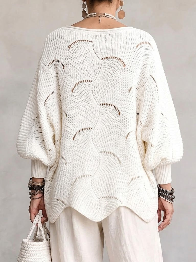 Coravina - Strukturierter Lochstrickpullover