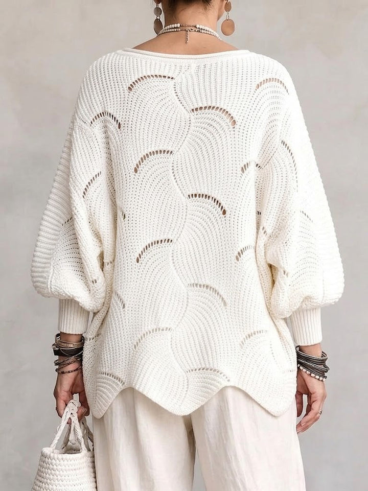 Coravina - Strukturierter Lochstrickpullover