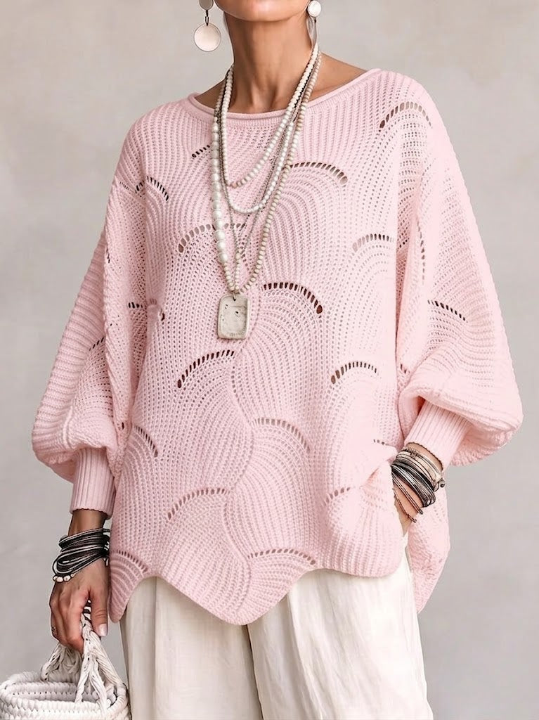 Coravina - Strukturierter Lochstrickpullover