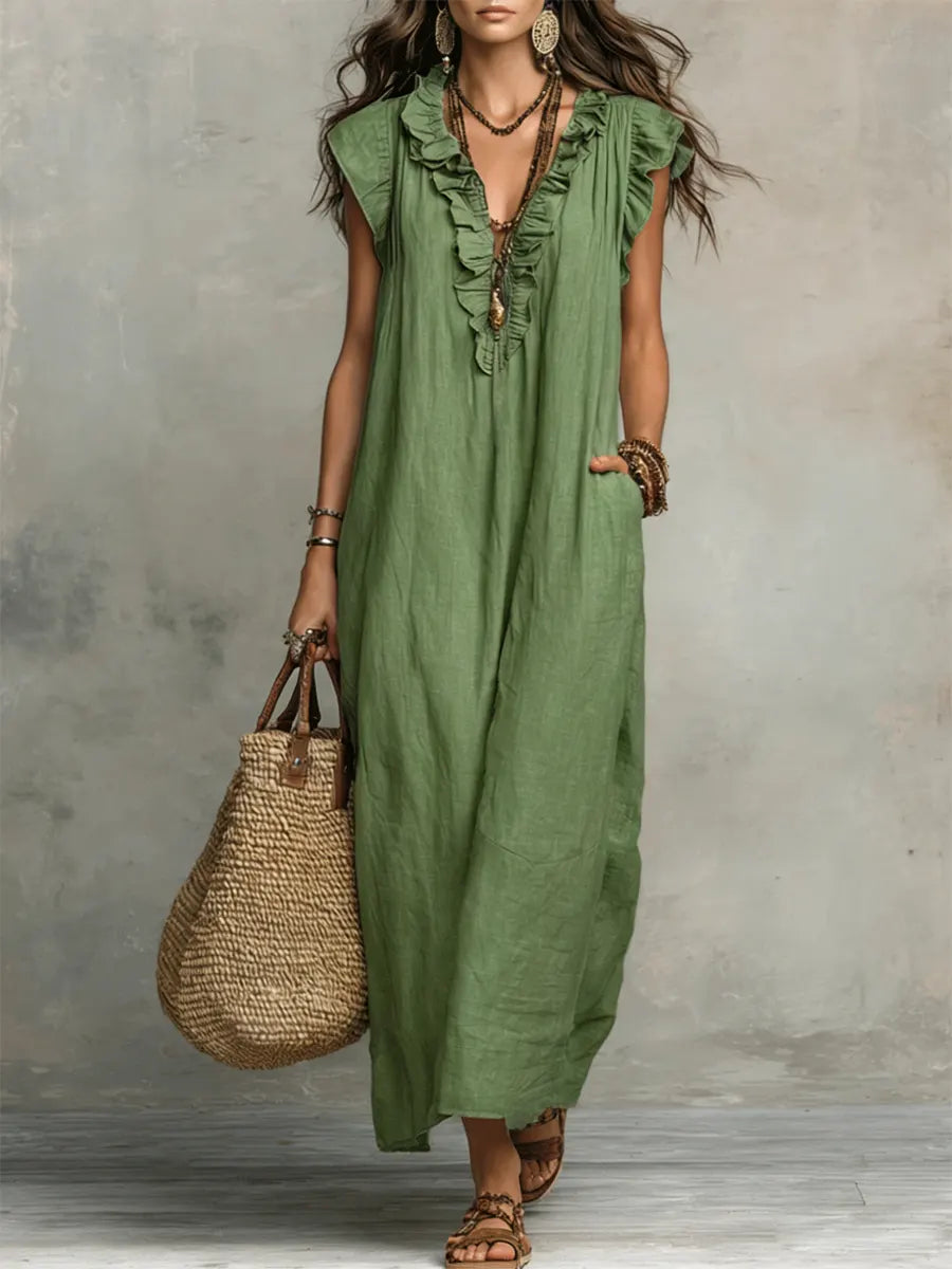 Ivara - Premium-Leinen-Maxikleid