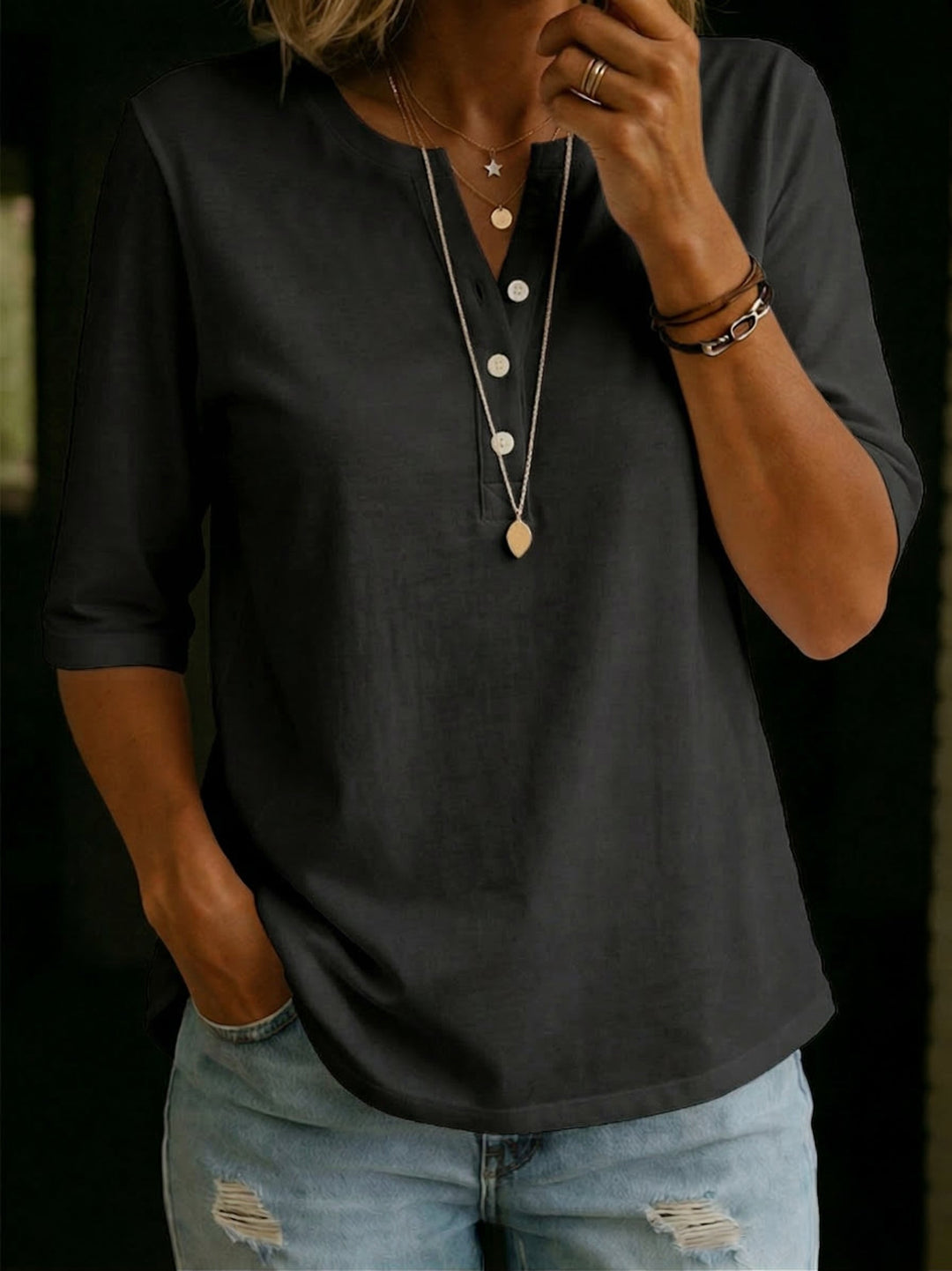 Brianna - Bluse mit Knopf-Details