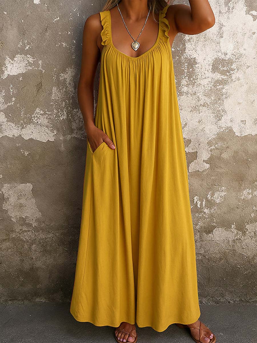 Sylvana - Luftiges Maxikleid mit gerüschten Trägern