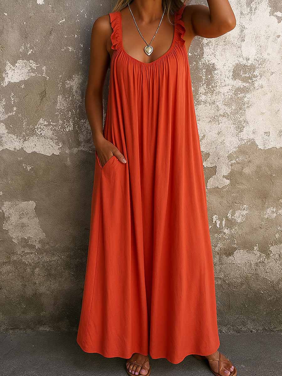 Sylvana - Luftiges Maxikleid mit gerüschten Trägern