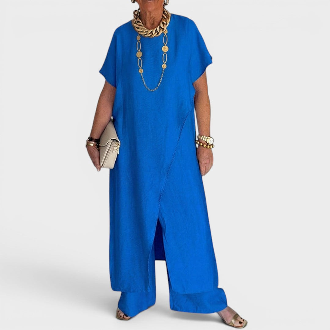 Roseth - Set mit Tunika im Lagenlook und Wide-Leg-Hose