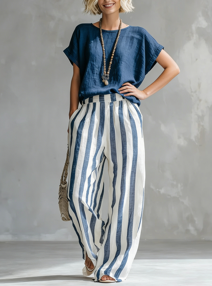Eulalie - Strukturiertes Shirt- und Shorts-Set
