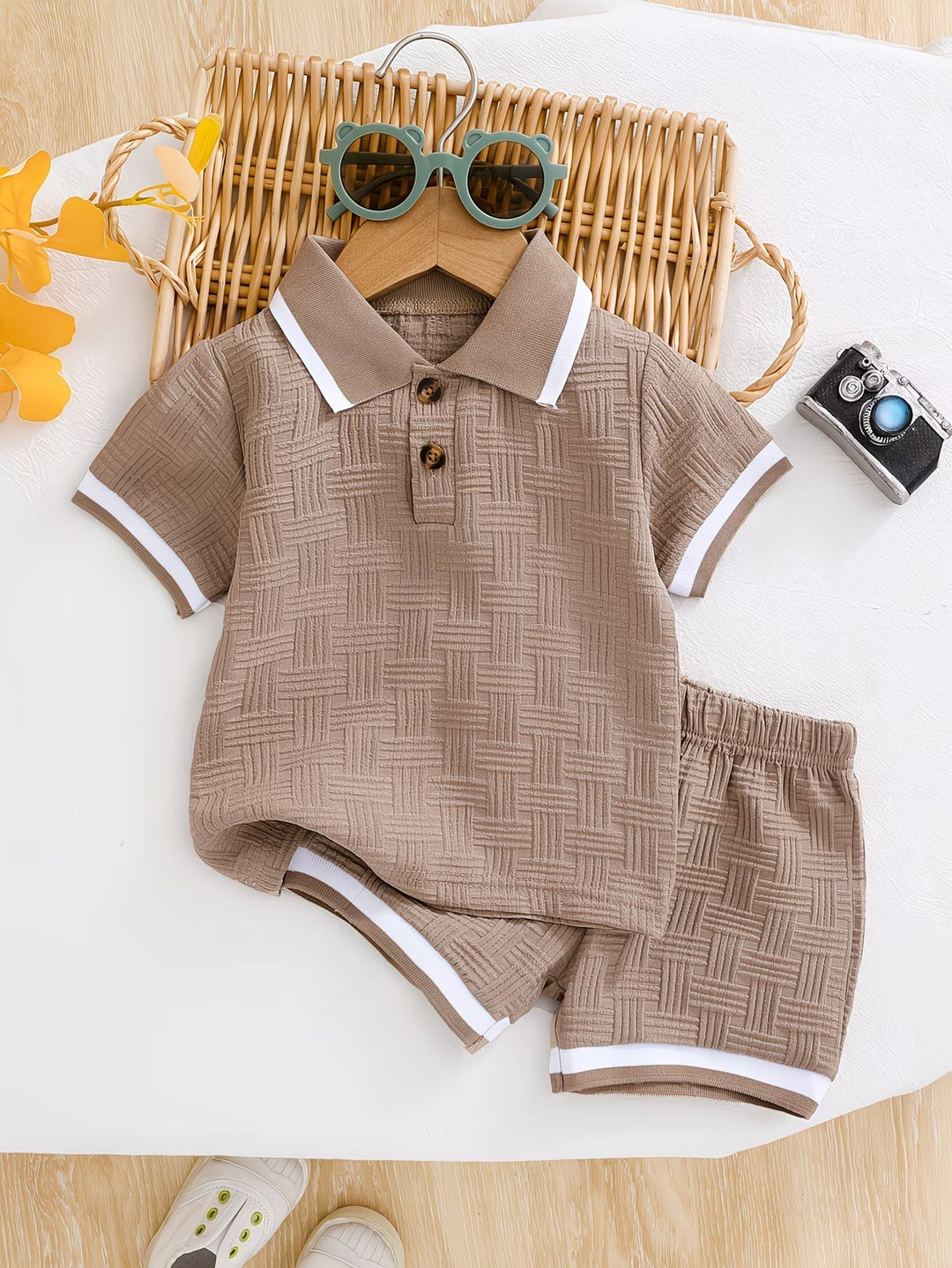 Basil - Strukturiertes Set aus Poloshirt und Shorts