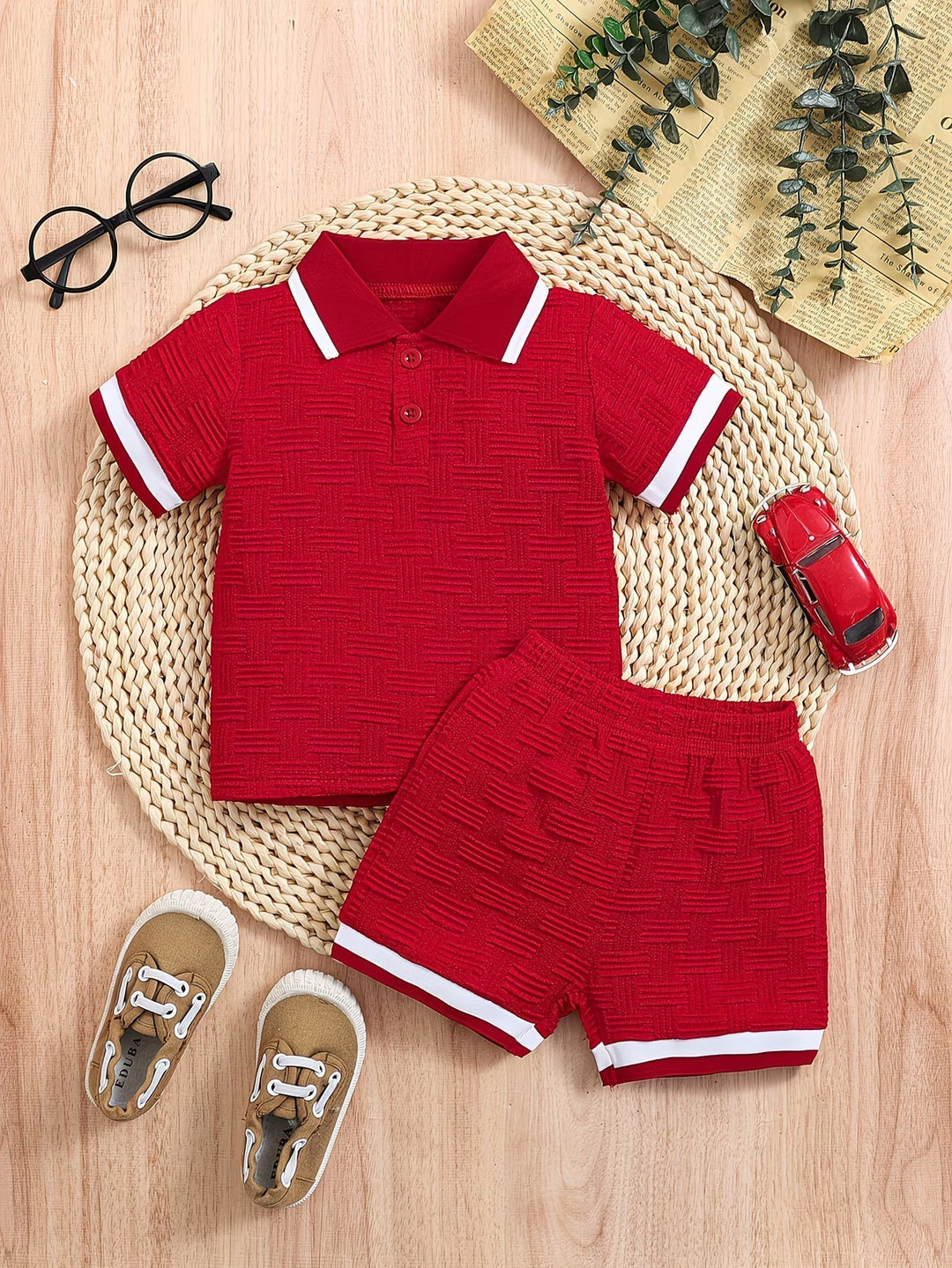 Basil - Strukturiertes Set aus Poloshirt und Shorts