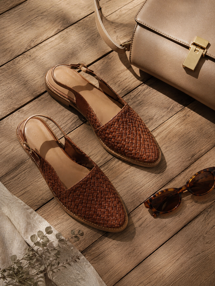 Jesselle - Gewebte Slingback-Ballerinas