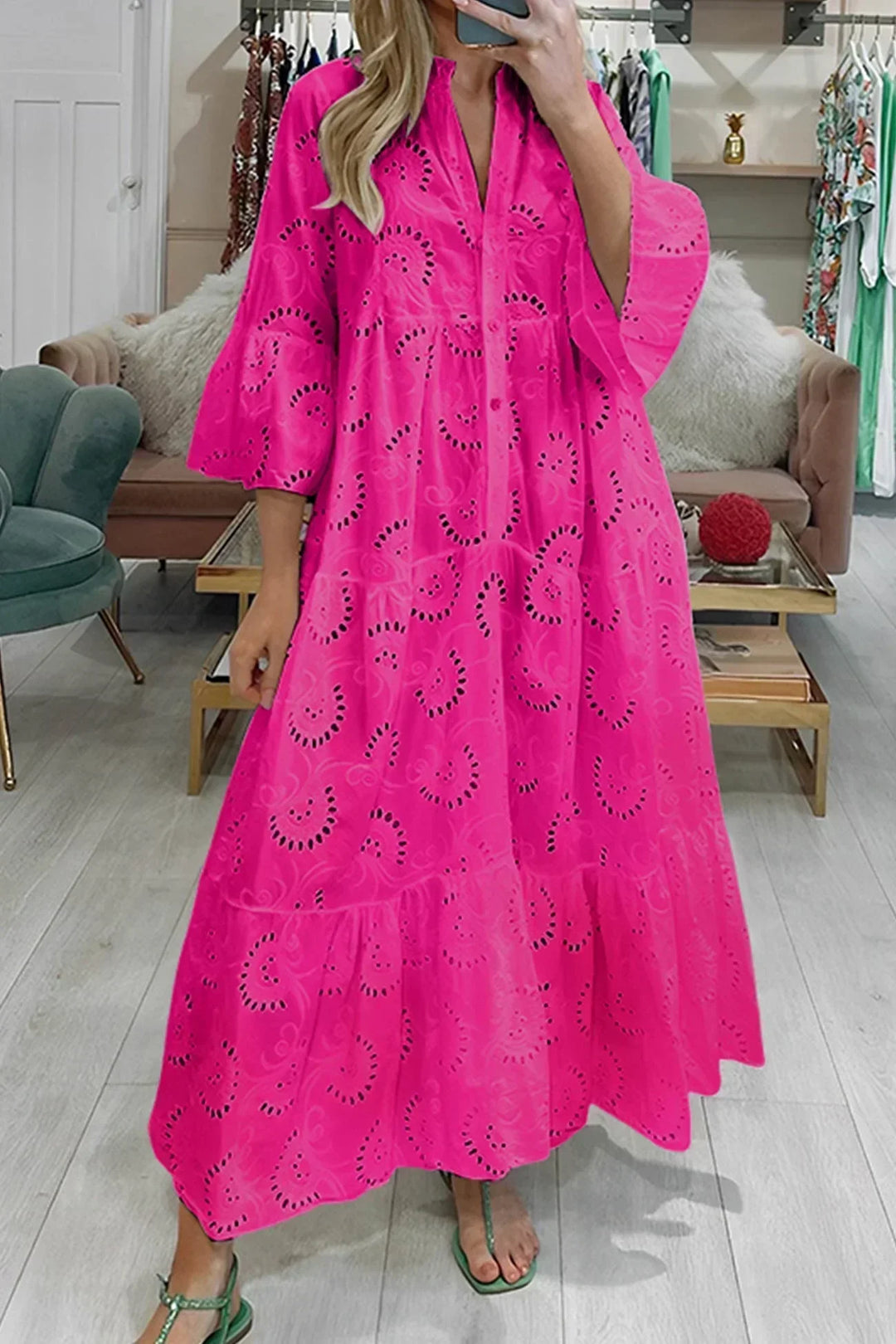 Kylie - Besticktes Maxikleid