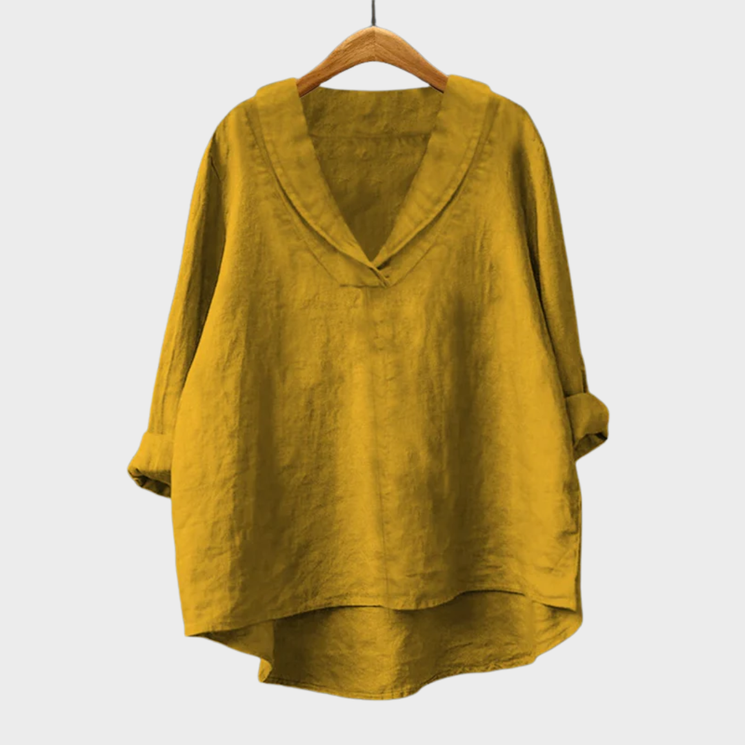 Bellissea - Elegante, drapierte V-Ausschnitt-Bluse