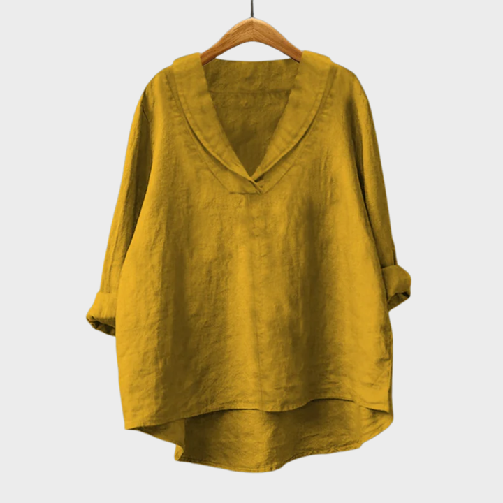 Bellissea - Elegante, drapierte V-Ausschnitt-Bluse
