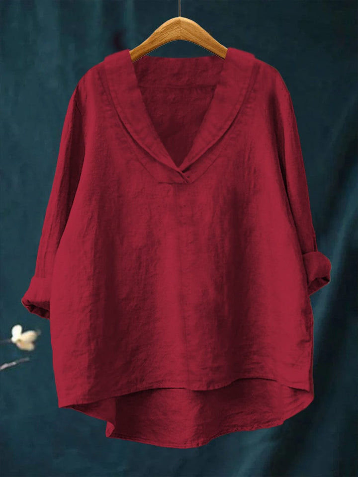 Bellissea - Elegante, drapierte V-Ausschnitt-Bluse