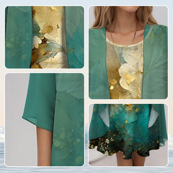 Delavelle - Elegantes, mehrlagiges Midikleid-Set