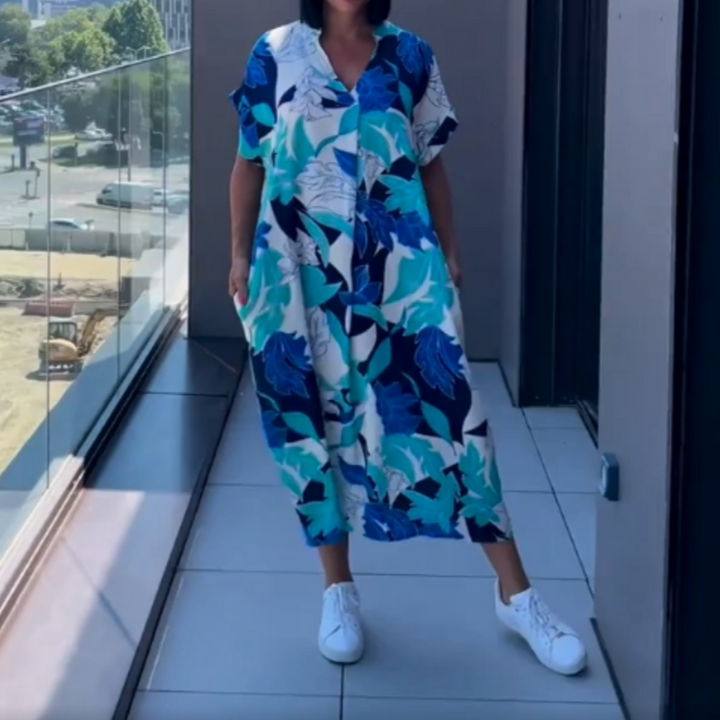 Yunae - Leichtes Printkleid mit V-Ausschnitt