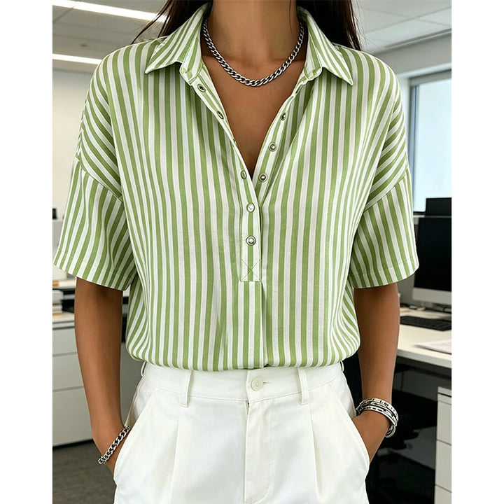 Alicia - Gestreiftes Soft-Touch-Top mit V-Ausschnitt