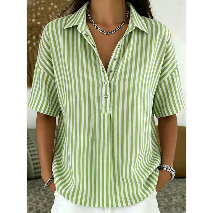 Alicia - Gestreiftes Soft-Touch-Top mit V-Ausschnitt