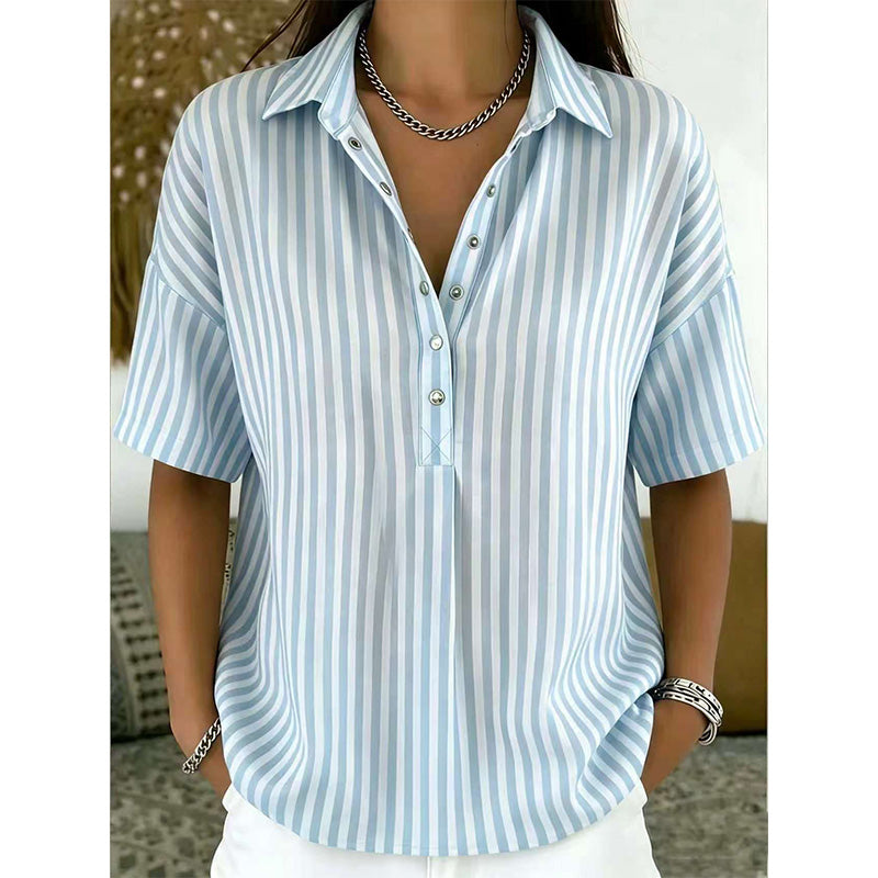Alicia - Gestreiftes Soft-Touch-Top mit V-Ausschnitt