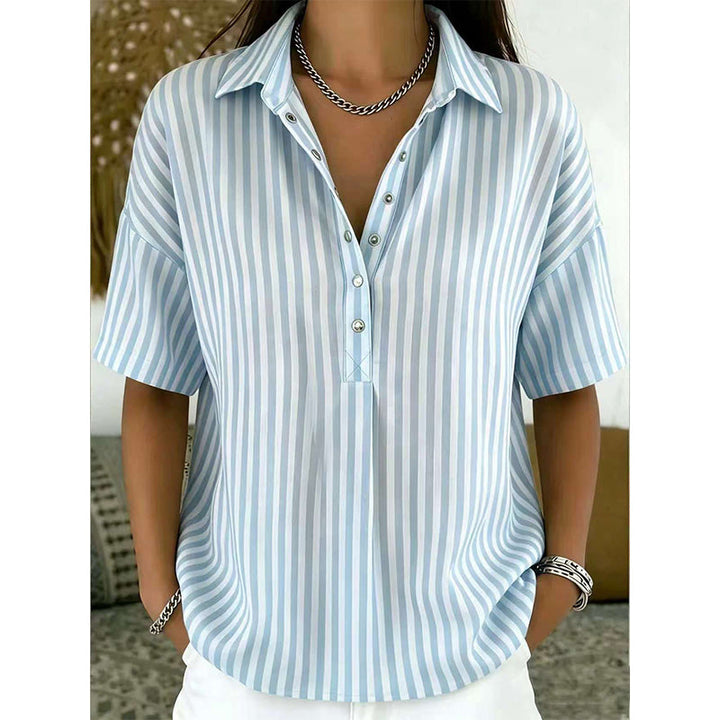 Alicia - Gestreiftes Soft-Touch-Top mit V-Ausschnitt