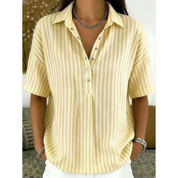Alicia - Gestreiftes Soft-Touch-Top mit V-Ausschnitt
