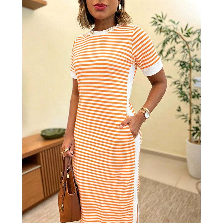 Reeva - Gestreiftes Midikleid mit Softtouch-Finish
