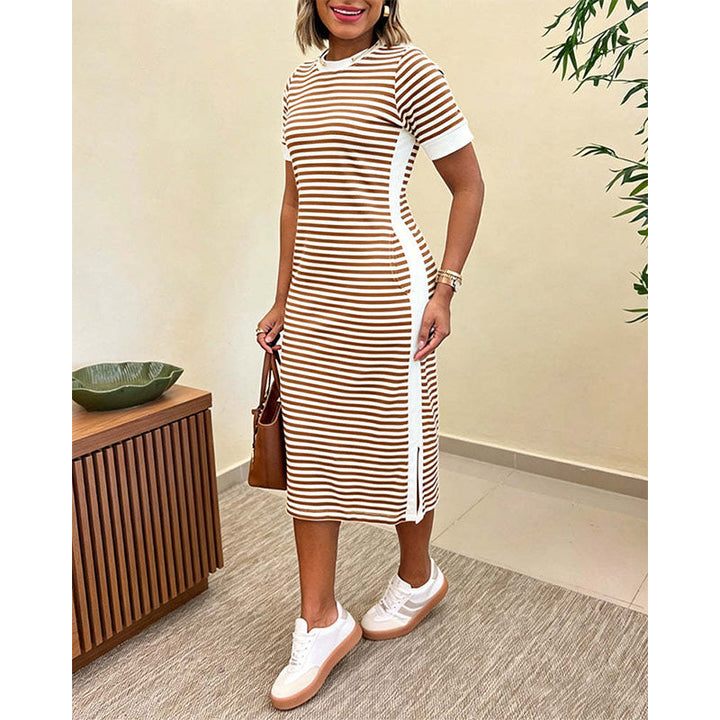 Reeva - Gestreiftes Midikleid mit Softtouch-Finish